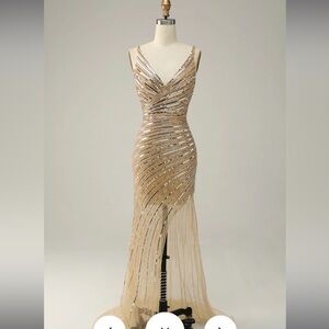 GOLD AND SILVER PROM DRESS